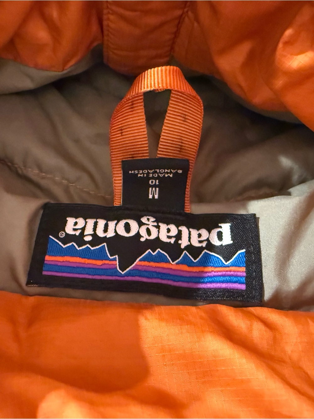Kids Patagonia Orange Puffer Jacket with Logo Trim